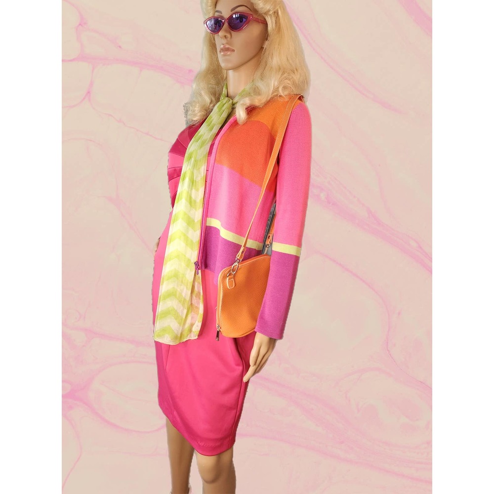 Real Clothes Saks Fifth Ave Bright Pink Hooded Sweater Sz P